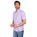 Generic Men's Casual Cotton Half Sleeve Solid Shirt (Purple) - Image 4