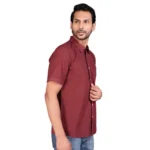 Generic Men's Casual Cotton Half Sleeve Solid Shirt (Maroon) - Image 4