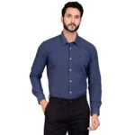 Generic Men's Casual Cotton Full Sleeve Solid Shirt (Navy)