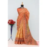 Orange Mysore Silk Digital Saree