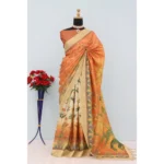 Mustard Mysore Silk Digital Print Saree for Women