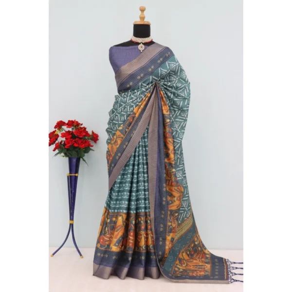 Green Mysore Silk Digital Saree
