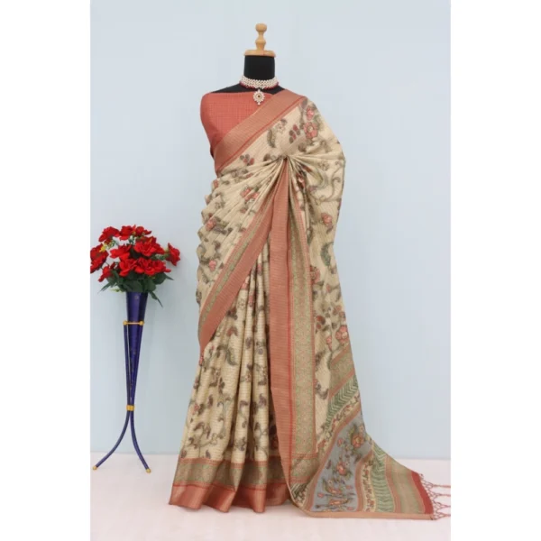 Pink Mysore Silk Digital Print Saree for Women