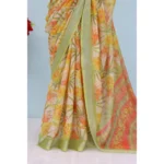 Generic Women's Linen Digital Print Saree With Unstitched Blouse 5.5Mtr (Multicolor) - Image 3