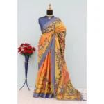 Multicolor Mysore Silk Digital Print Saree for Women