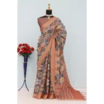 Brown Mysore Silk Digital Print Saree for Women