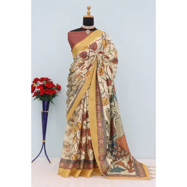 Multicolor Mysore Silk Digital Print Saree for Women