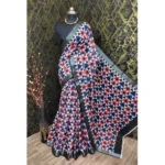 Printed Cotton Linen Saree - Angle 3