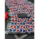 Printed Cotton Linen Saree - Angle 2