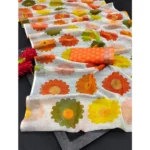 Generic Women's Cotton Linen Woven Design Saree With Unstitched Blouse 5.5Mtr (Orange) - Image 2