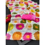 Generic Women's Cotton Linen Woven Design Saree With Unstitched Blouse 5.5Mtr (Pink) - Image 2