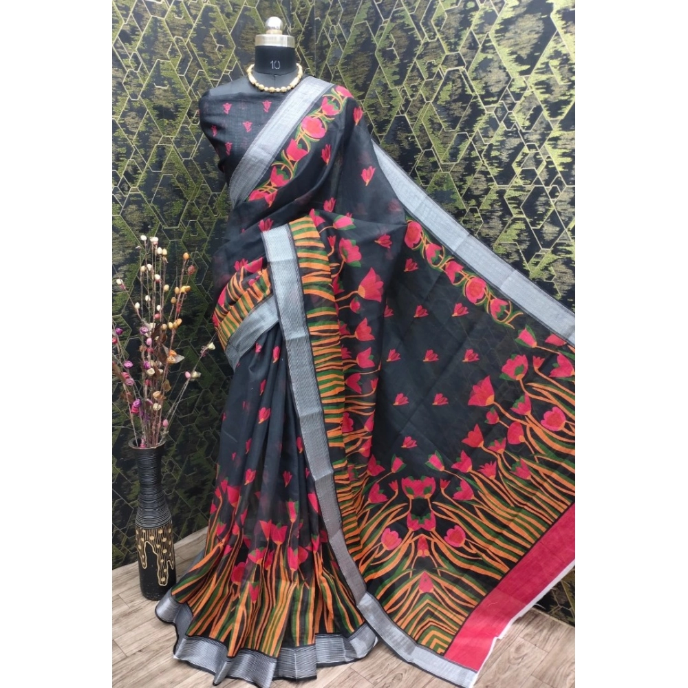 54423554139_34ec270b62_o_d-1000x1000-1.webp Black Cotton Linen Digital Print Saree for Women