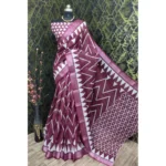 Maroon Cotton Linen Saree for Women
