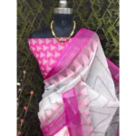 Generic Women's Cotton Linen Woven Design Saree With Unstitched Blouse 5.5Mtr (Pink) - Image 2