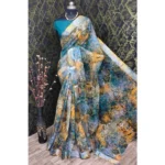 NariHaat Multicolor Cotton Linen Saree for Women