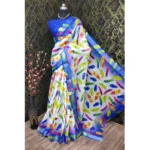 Blue Cotton Linen Saree for Women