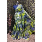 Elegant Blue Cotton Linen Saree for Women