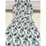 Generic Women's Cotton Blended Printed 3/4th Sleeve V Neck Kurti (Blue)