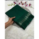 Generic Women's Benny Crape Printed Saree With Unstitched Blouse 5.5Mtr (Green)