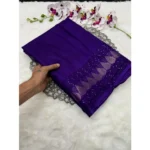 Generic Women's Benny Crape Printed Saree With Unstitched Blouse 5.5Mtr (Purple)