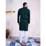 Generic Men's Rayon Mirror Embroidery Mandarin Collar Kurta (Green) - Image 3