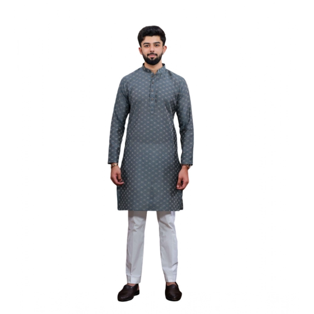 54437478827_0a58a21566_o_d-1000x1000-1.webp Generic Men's Casual Cotton Printed Full Sleeve Kurta Pyjama Set (Grey) - Image 1
