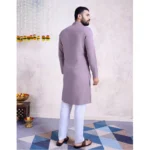 Generic Men's Rayon Mirror Embroidery Mandarin Collar Kurta (Purple) - Image 3