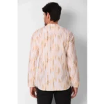 Generic Men's Cotton Rayon Digital Printed Mandarin Collar Short Kurta (Peach) - Image 3