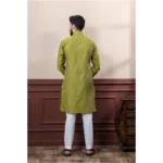 Generic Men's Casual Cotton Printed Full Sleeve Kurta Pyjama Set (Mahendi) - Image 4