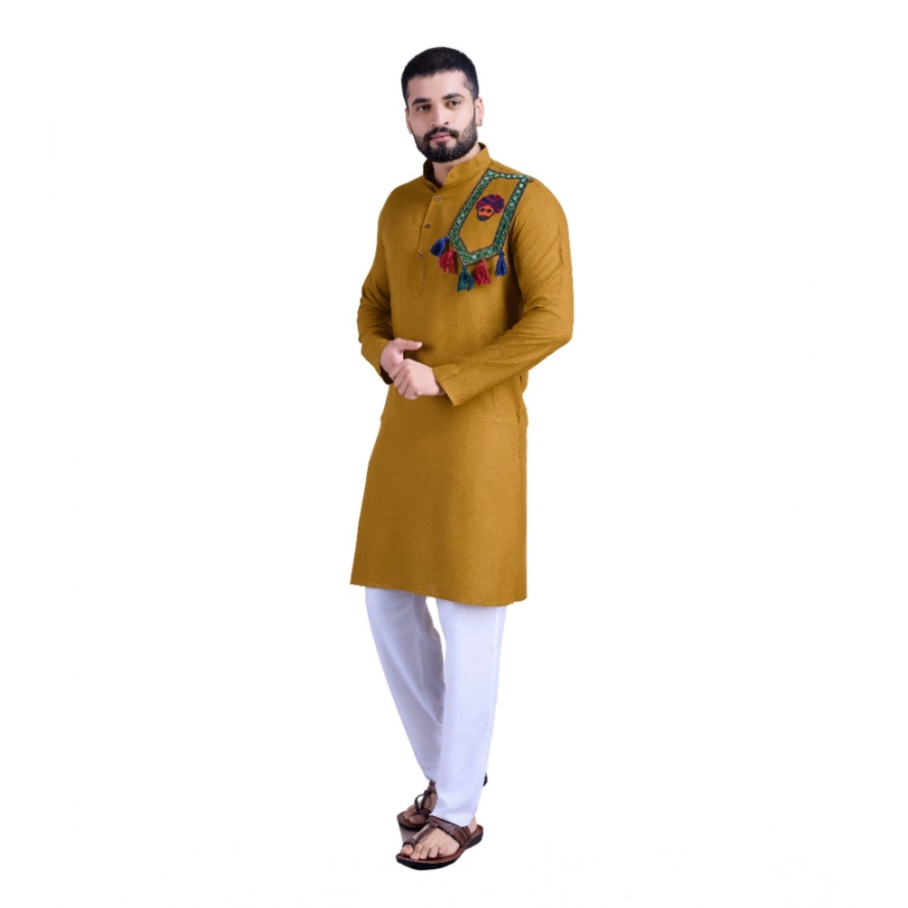 Mens Yellow Rayon Kurta