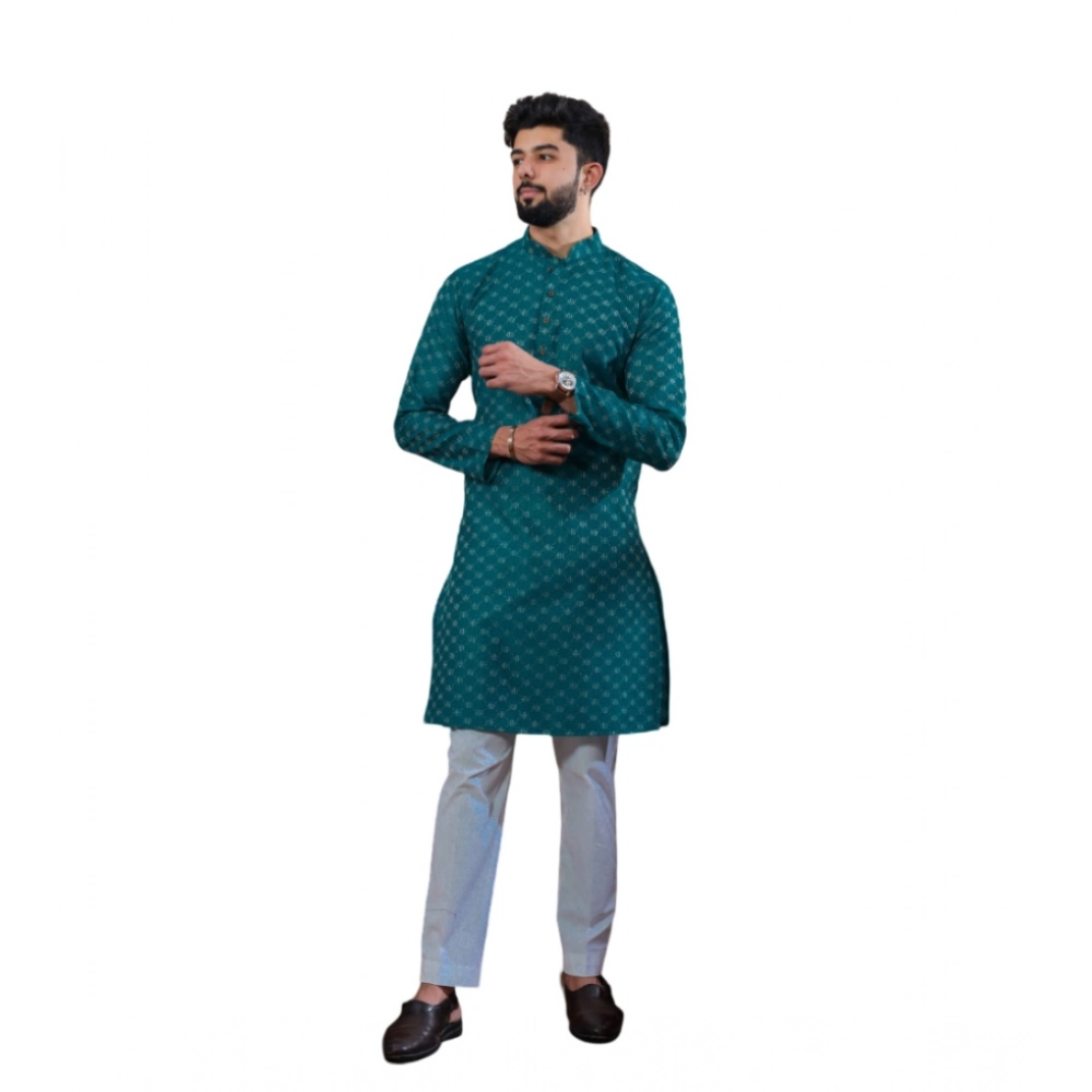 54438585603_f995b830ab_o_d-1000x1000-1.webp Generic Men's Casual Cotton Printed Full Sleeve Kurta Pyjama Set (Teal) - Image 1