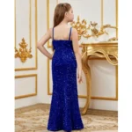 Generic Girl's Rayon Solid Off Sholder Western Dress (Blue) - Image 3