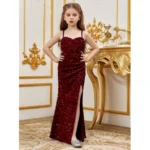 Girls Maroon Western Dress