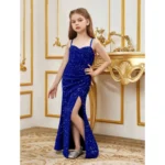 Generic Girl's Rayon Solid Off Sholder Western Dress (Blue) - Image 4