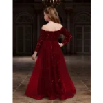 Generic Girl's Rayon Solid Off Sholder Western Dress (Maroon) - Image 4