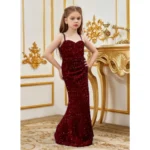 Girls Maroon Western Dress - Angle 3