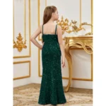 Generic Girl's Rayon Solid Off Sholder Western Dress (Green) - Image 4