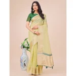 Light Green Organza Printed Saree with Unstitched Blouse