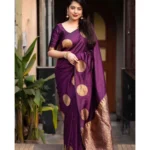 Generic Women's Silk Printed Saree With Unstitched Blouse 5.5Mtr (Wine) - Image 2