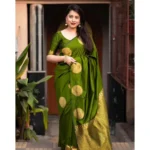 Generic Women's Silk Printed Saree With Unstitched Blouse 5.5Mtr (Green) - Image 2