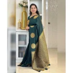Generic Women's Silk Printed Saree With Unstitched Blouse 5.5Mtr (Green) - Image 2