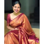 Generic Women's Silk Printed Saree With Unstitched Blouse 5.5Mtr (Maroon) - Image 3