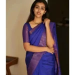 Generic Women's Silk Printed Saree With Unstitched Blouse 5.5Mtr (Blue) - Image 3