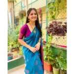 Generic Women's Silk Printed Saree With Unstitched Blouse 5.5Mtr (Rama) - Image 3