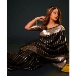 Generic Women's Silk Printed Saree With Unstitched Blouse 5.5Mtr (Black) - Image 3