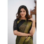 Generic Women's Silk Printed Saree With Unstitched Blouse 5.5Mtr (Black) - Image 2