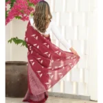 Generic Women's Silk Printed Saree With Unstitched Blouse 5.5Mtr (Maroon) - Image 3
