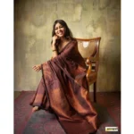 Generic Women's Silk Printed Saree With Unstitched Blouse 5.5Mtr (Coffee) - Image 2