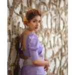 Generic Women's Cotton  Printed Saree With Unstitched Blouse 5.5Mtr (Lavender) - Image 3