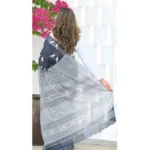 Generic Women's Silk Printed Saree With Unstitched Blouse 5.5Mtr (Black) - Image 3